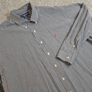 Polo Ralph Lauren Blake Fit Black White Check Button Down Men's Size 2XL